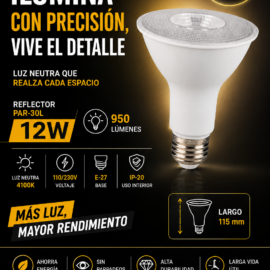 Reflector PAR-30L 12w 4100k E-27 LARGO 115 MM 110/230V  B54522 ROOMLUX IP-20