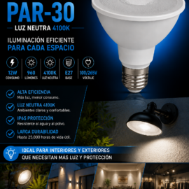 Reflector PAR-30 12w 4100K 960Lm E27 B54526 IP-65 100/265V IP-65 ROOMLUX