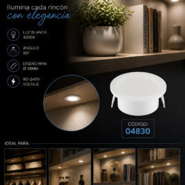 Empotrable Mini 2w 4200K LCG1310-2 WH Ø blanca Ø 38MM (44*15) 90° 100-240V Evolight 2/1