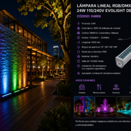 Lampara Lineal RGB/DMX 1000MM 24W 110/240V EVOLIGHT de Jardín (outlet)