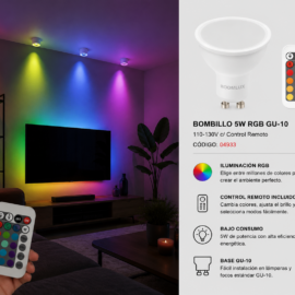 Bombillo 5W RGB GU-10 B05596 110-130V C/ Control Remoto ROOMLUX