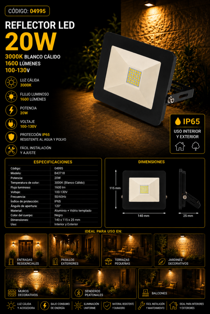 Reflector 20W 3000K SMD 100-130V B43718 ROOMLUX 1600 lm