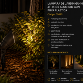 Lampara de Jardín GU-10 JT-15105 Aluminio con Puya Plástica