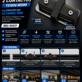 Conector Union para Riel 2 contactos T21D06 Negro