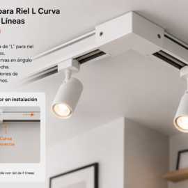 Conector para Riel L Curva Derecho 4 Líneas