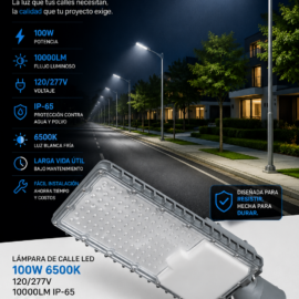 Lampara de Calle LED 100w 6500k 120/277v 10000lm B47776-1 IP-65