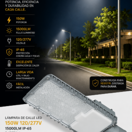 Lampara de Calle LED 150w 120/277v 15000lm B47776-1 IP-65 ROOMLUX