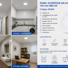 Panel Superficie 6W 6500K 120 mm 480 LM B29720 ROOMLUX