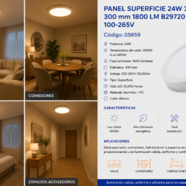 Panel Superficie 24W 3000K 300 mm 1800 LM B29720 100-265V ROOMLUX
