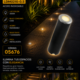 Empotrable Piso 0.5W LDM0210-0.5 Inoxidable 26 mm 38 LM 3000K