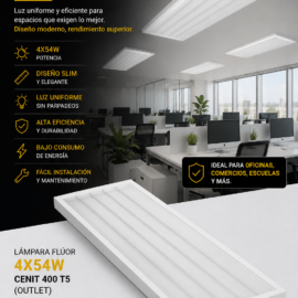 Lampara Flúor 4X54W Cenit 400 T5 (outlet)