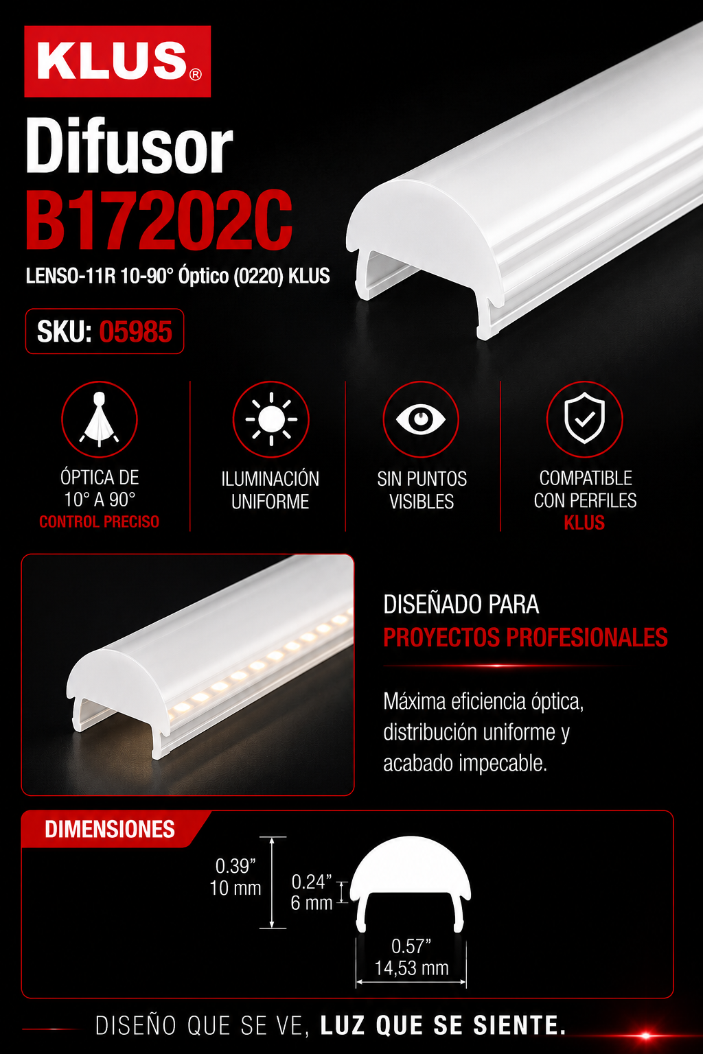 Difusor B17202C LENSO-11R 10-90º ÓPTICO (0220) KLUS