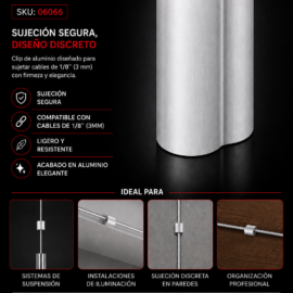 Clip P/Cable Aluminio 1/8¨ (3MM)
