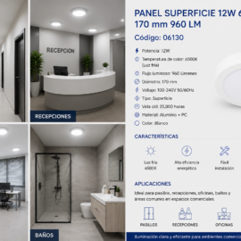 Panel Superficie 12W 6500K 170 mm 960 LM B29720 ROOMLUX