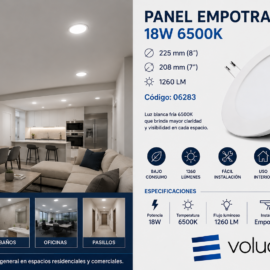 Panel Empotrable 18W 6500K 225mm (8¨) 208 mm (7¨) 1260 lm B29705 ROOMLUX