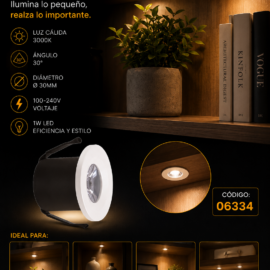 Empotrable Mini 1w 3000K WH LCG0610-1 LED Ø BLANCA Ø 30MM (35*29) 30° MINI 100-240V
