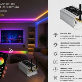 Controlador Wifi LED NET REF. WIFI-106 dc12v 144W LTECH Controla 12 Escenas