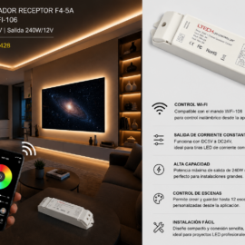 Controlador Receptor F4-5A para WI-FI-106 DC5V-CD24V Salida 240W/12V LTECH