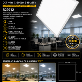 Panel 600x600 CCT 40W 3600Lm 85-265V B29712 ROOMLUX 30,000h