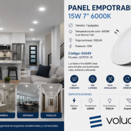 Panel Empotrable 15w 7" 6000K B29705-15 900LM ROOMLUX