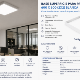 Base Superficie 600 X 600 (2X2) Blanca de Panel B29751 BACKLIT ROOMLUX
