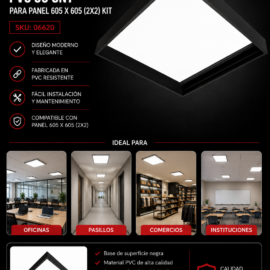 Base de Superficie Negra PVC 50 CNT para Panel 605 X 605 (2X2) KIT
