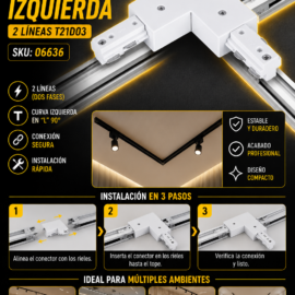 Conector para Riel L Curva Izquierda 2 Líneas T21D03