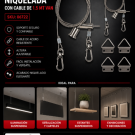 Kit de Suspensión Niquelada con Cable de 1.5 MT VAN