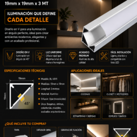 Perfil V BL-V011 19mm x 19mm X 3 MT ELECLUZ