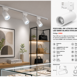 Foco Riel 5W LCT6120-5 WH LED 5000K Blanco EVOLIGHT