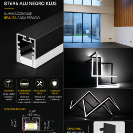 Perfil B7696 PDS-ZM ALU Negro KLUS