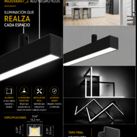 Perfil Aluminio A02056A07_2 PDS-ZM-PLUS ALU Negro KLUS