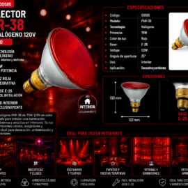 Reflector PAR-38 75W Halógeno 120V Rojo
