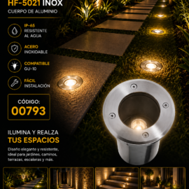 Empotrable de Piso GU-10 HF-5021 Inoxidable IP-65 Cuerpo de Aluminio