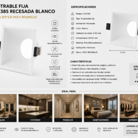 Empotrable Fija # D27385 Recesada Blanco # 85 mm (93*53) POLY ROOMLUX