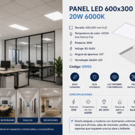 Panel 600x300 6000k 20w LZ-PB300X600 (1X2) 85-265V 120° Backlit Led