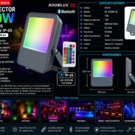 Reflector 70W 120° RGB 85-265V IP-65 Con Control Remoto ML-RGBWR-04