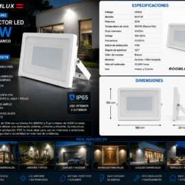 Reflector 50W 6500K Blanco 4000lm 100-265V B43718 ROOMLUX
