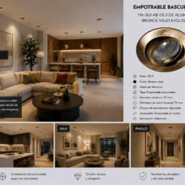 Empotrable Basculante YM-263-AB G5.3 de Aluminio Bronce Viejo EVOLIGTH