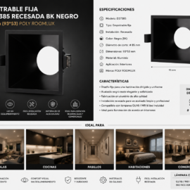 Empotrable Fija # D27385 Recesada BK Negro # 85 mm (93*53) POLY ROOMLUX