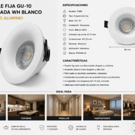 Empotrable Fija GU-10 TS89 Recesada WH Blanco Ø 75 mm (85*32) Aluminio