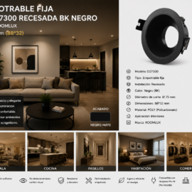 Empotrable Fija Ø D27300 Recesada BK Negro Ø 75 mm (88*32) POLY ROOMLUX