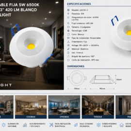 Empotrable Fija 5w 6500k L2430-5 3" 420 LM Blanco COB EVOLIGHT (outlet)