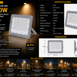 Reflector 150W 3000K 100-265V B43718 ROOMLUX GRIS 13500 lm IP-65