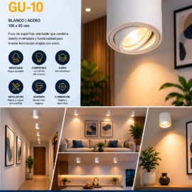 Foco Superficie GU-10 CS61R WH Acero Blanca 100*80 mm EVOLIGHT