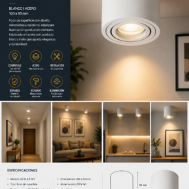 Foco Superficie GU-10 CS16-2.5 WH Superficie Acero Blanca 100*95 mm EVOLIGHT