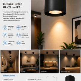 Foco Superficie GU-10 AR-111 TS-155 BK 142*110 PC