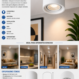 Foco Superficie D27405 Basculante WH Blanca 96X100 POLY ROOMLUX
