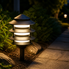 Lampara de  JARDÍN PAGODA 4T E-27 JT-15224-FG VERDE1/2 NPT CON NIPLE DE 1 FT Y PUYA