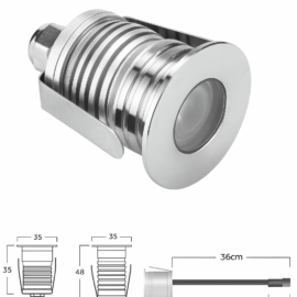 Empot. piso 1w JT-15620-SS 1W 42 mm redonda 2700k IP-65 85-265v